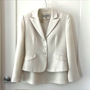 Tahari white and Grey striped suit